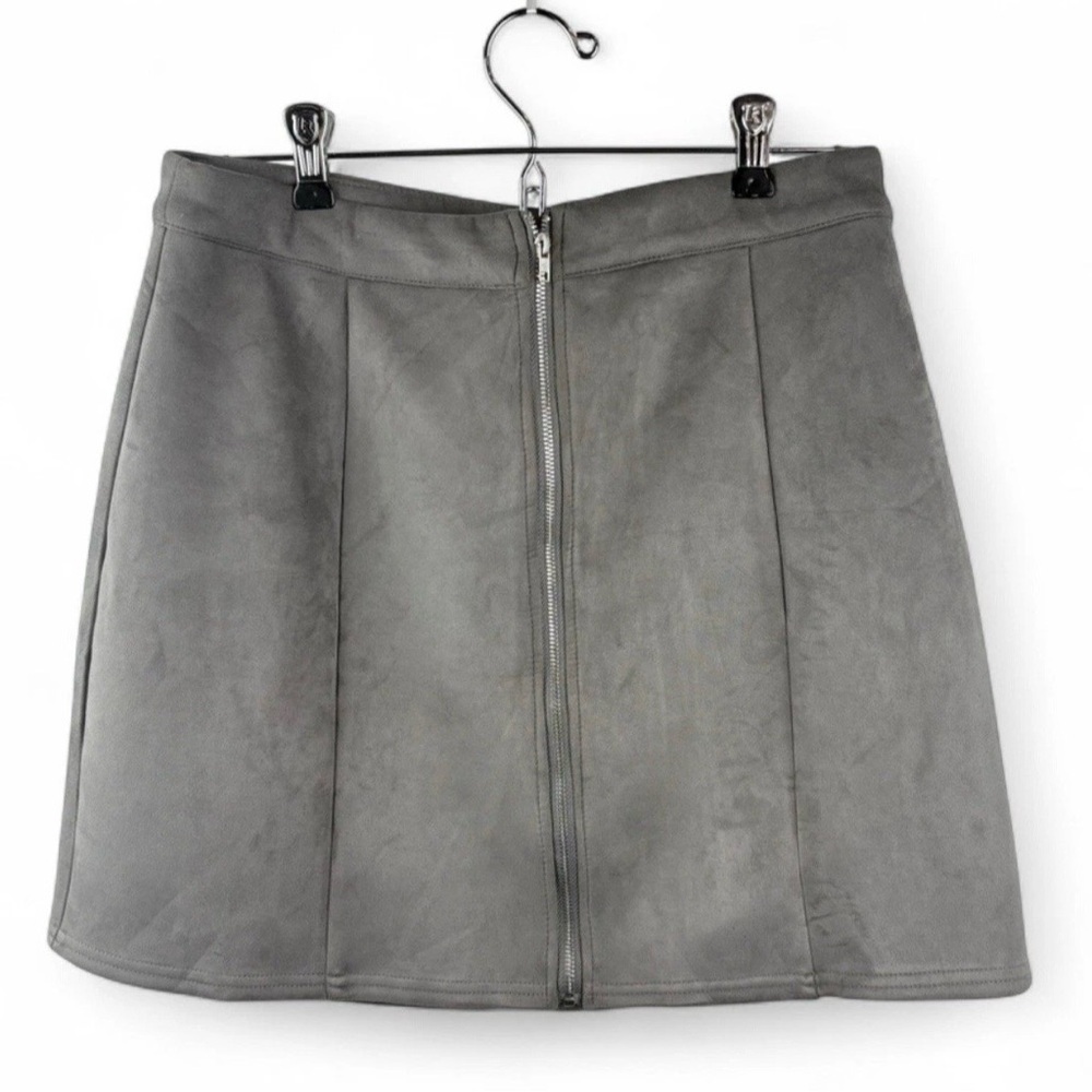Vintage Charlotte Russe Women's Faux Suede Gray Mini Skirt Y2K VTG Festival M